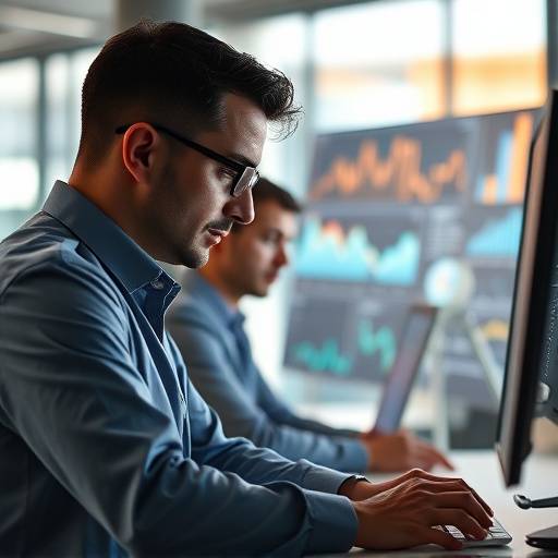 Data scientists analyzing complex data visualizations